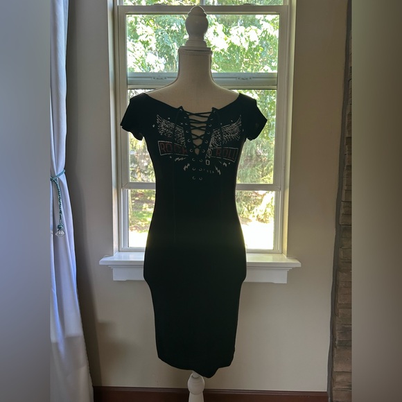 Mikey & Joey Black Lace-Up Rock and Roll Dress Size Medium NWT🖤 - Picture 2 of 5
